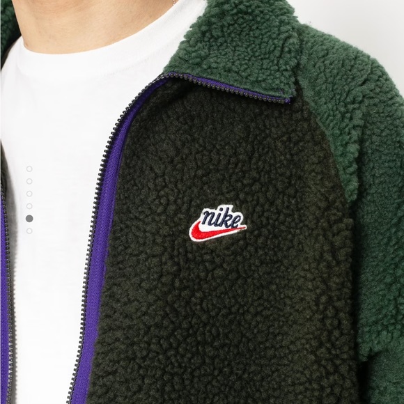 Nike Heritage Sherpa Fleece Zip Up Jacket Green size XLarge - Picture 5 of 16